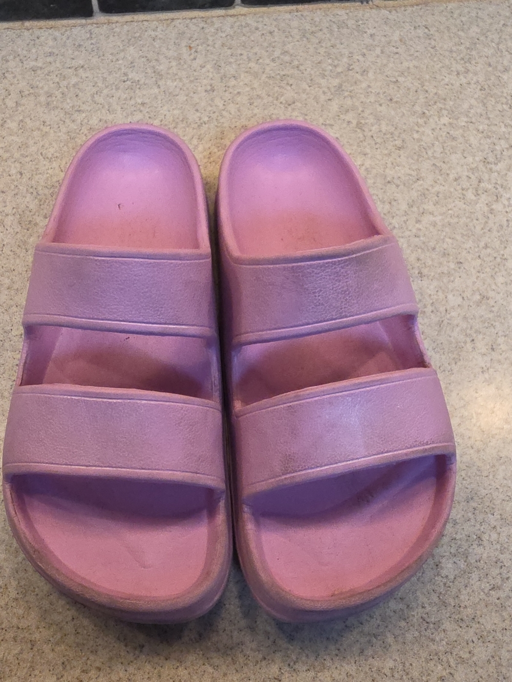 Kids Double-Strap Slide Sandals in Lavender